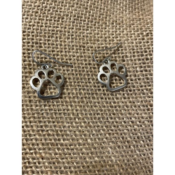silver tone Open work animal Print cat dog paw - Picture 1 of 4